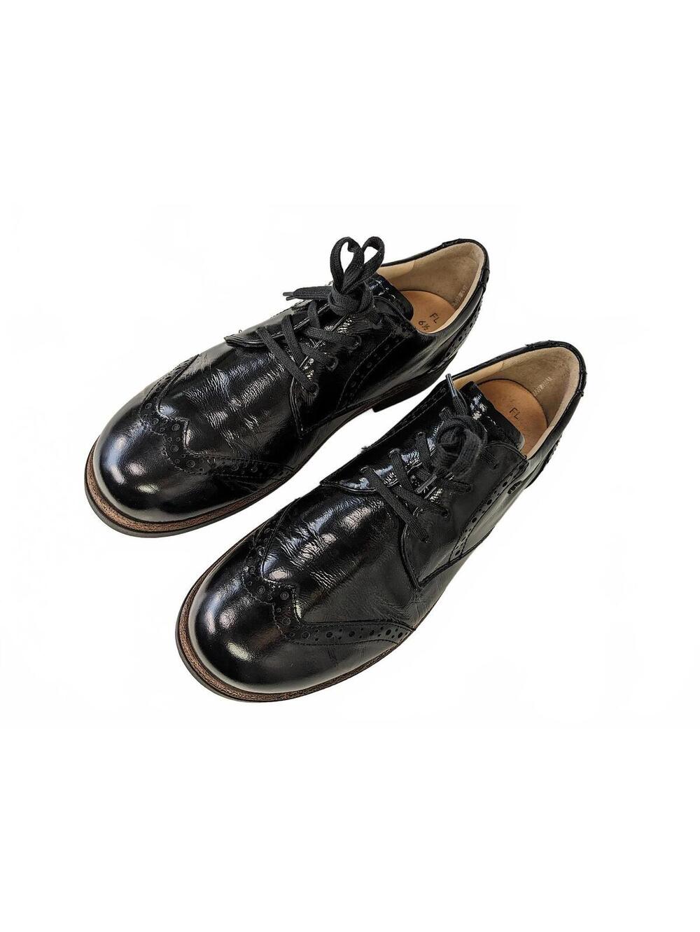 Finn Comfort Men Dress Shoes Germany LaceUp Black Patent 7
